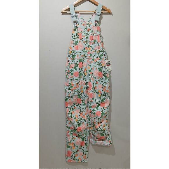 DULUTH TRADING Heirloom Gardening Bib Overalls XS X 31 NWT Mint Summer Dahlia - Picture 1 of 16